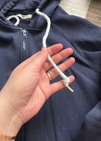 Gri Kapüşonlu Fermuarlı kadınSweatshirt - Görsel 4