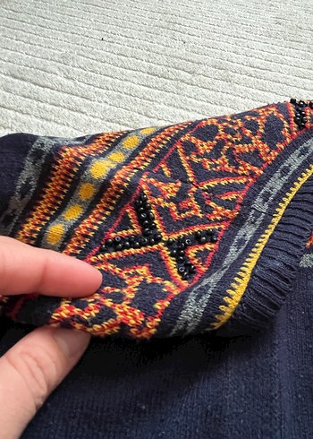 Nakışlı Bohem Kadın Triko Kazak - Görsel 3