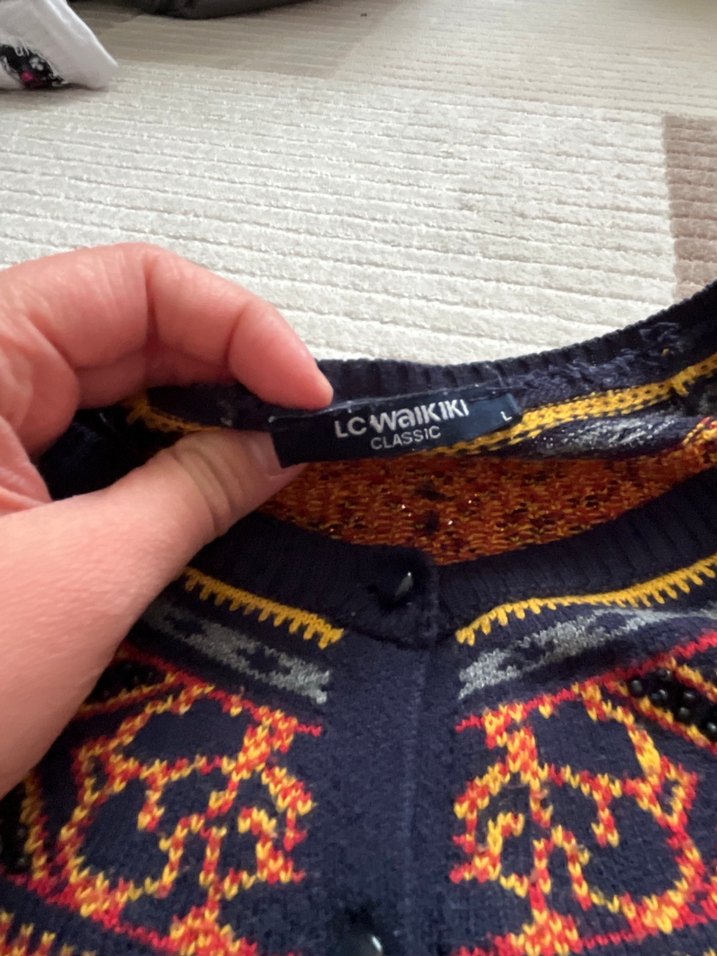 Nakışlı Bohem Kadın Triko Kazak - Görsel 2