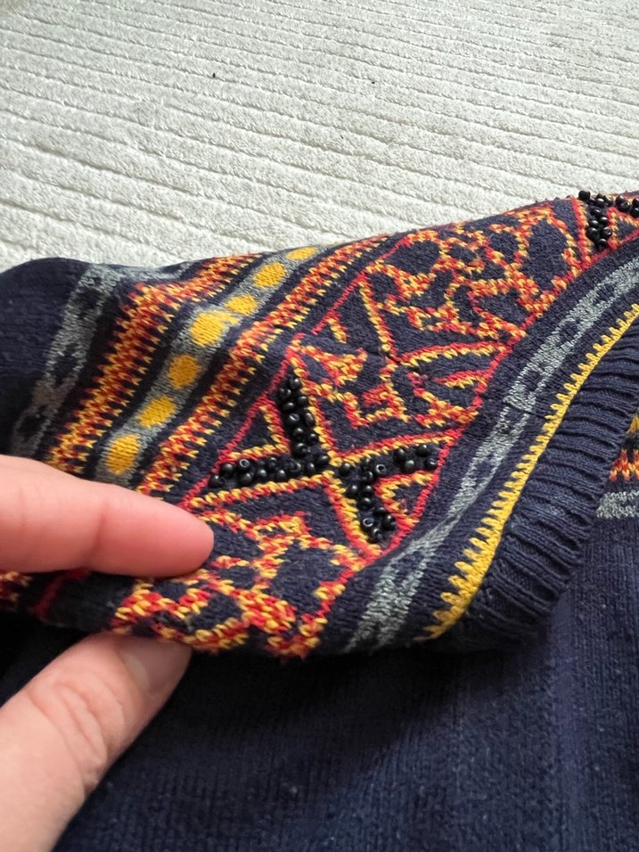 Nakışlı Bohem Kadın Triko Kazak - Görsel 3