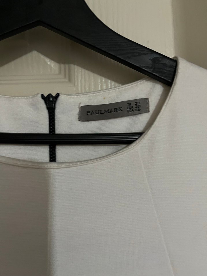 Kemer Detaylı Beyaz Midi Kalem Elbise - Görsel 3