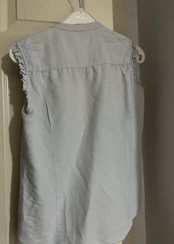 Gri Keten Düğmeli kadın Bluzu - Görsel 2