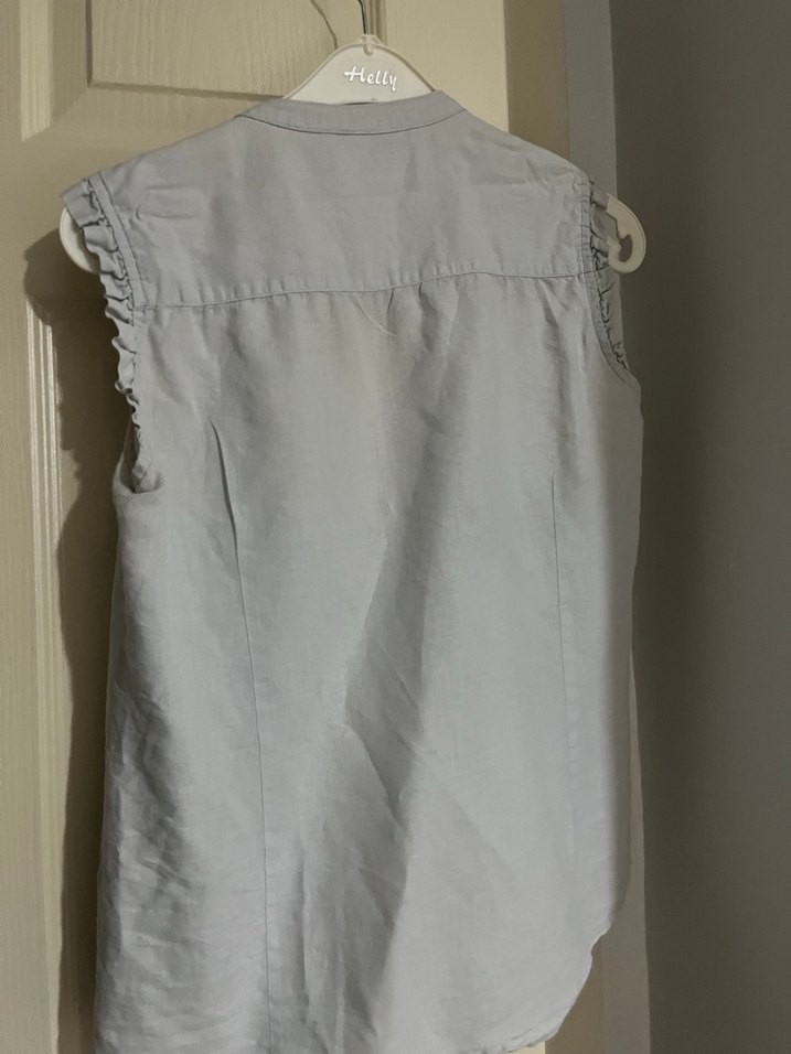 Gri Keten Düğmeli kadın Bluzu - Görsel 2