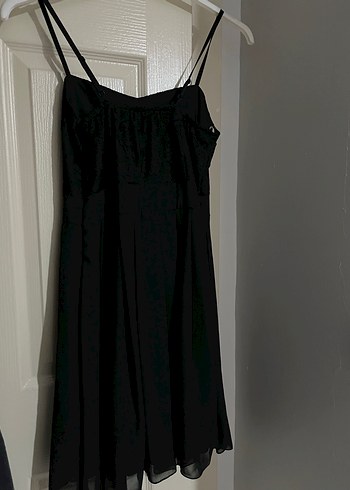 Siyah Straplez Drapeli Midi Elbise - Görsel 3