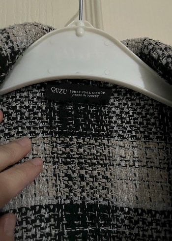 Düğmeli Gri Ekose Kadın Gömlek - Görsel 3