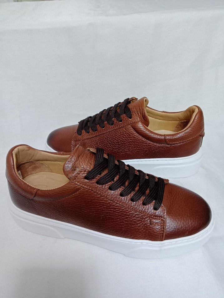 Deri Kahverengi Bağcıklı Erkek Spor Ayakkabı Lufian - Görsel 2