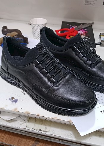 Siyah Lastik Bağcıklı Erkek Günlük Ayakkabı - Görsel 2