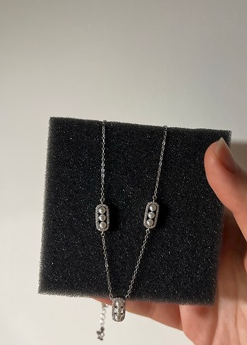 So Chic Zincir Detaylı Mini Gri Kolye