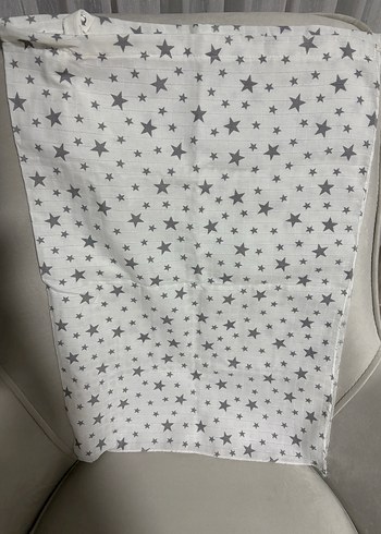 Gri Yıldız Desenli Emzirme Örtüsü Müslin - Görsel 2