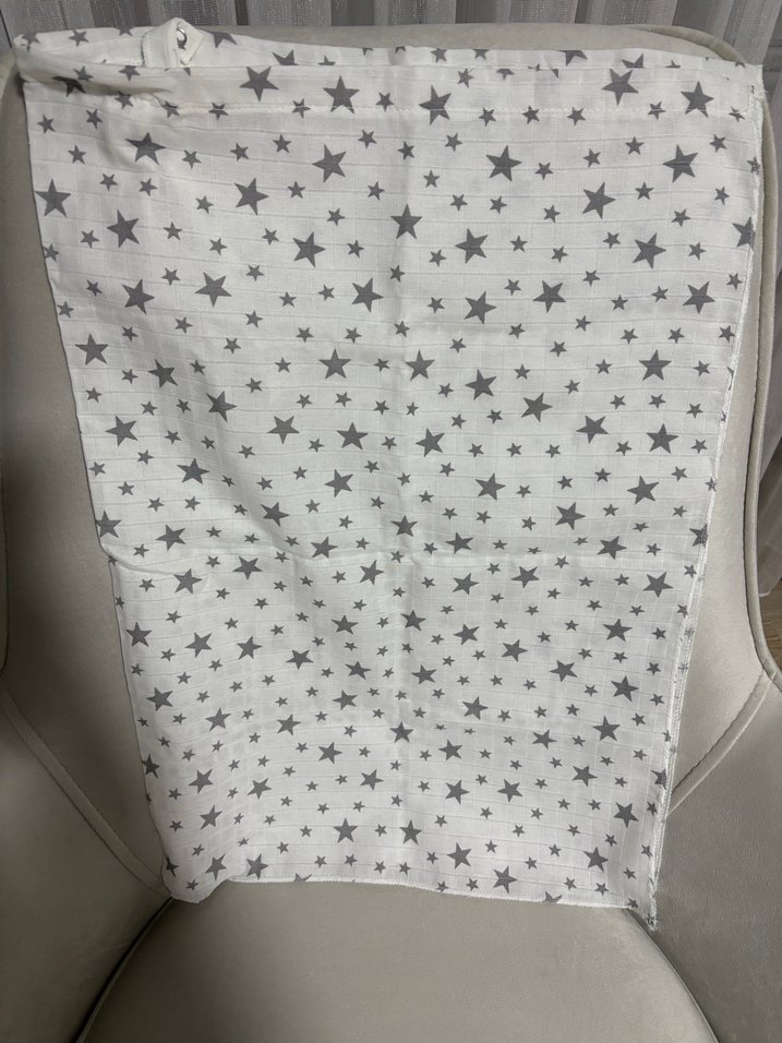 Gri Yıldız Desenli Emzirme Örtüsü Müslin - Görsel 2