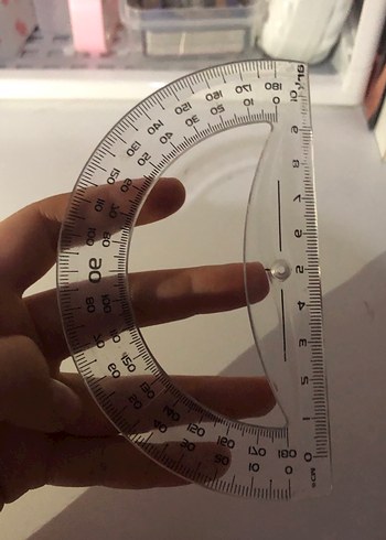 Yarı Daire Gri Beyaz Açı Ölçer - Görsel 7