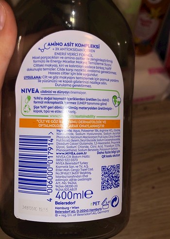 Nivea Energy Amino Asit Kompleksi Makyaj Temizleyici İçi boş - Görsel 4