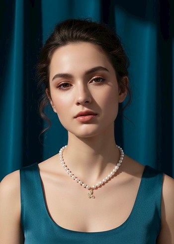 İnci Boncuklu Midi Kadın Kolye - Görsel 2