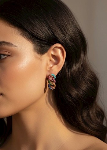 Renkli Boncuklu Mini Küpe - Görsel 2