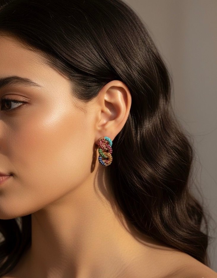 Renkli Boncuklu Mini Küpe - Görsel 2