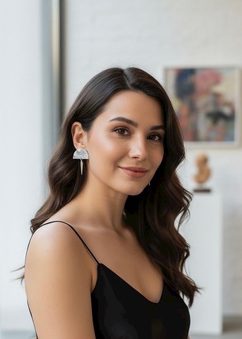 Gri Tie-Dye Mini Küpe - Görsel 3