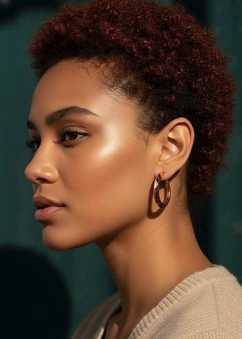 Bej Mini Parlak Halka Küpe - Görsel 2