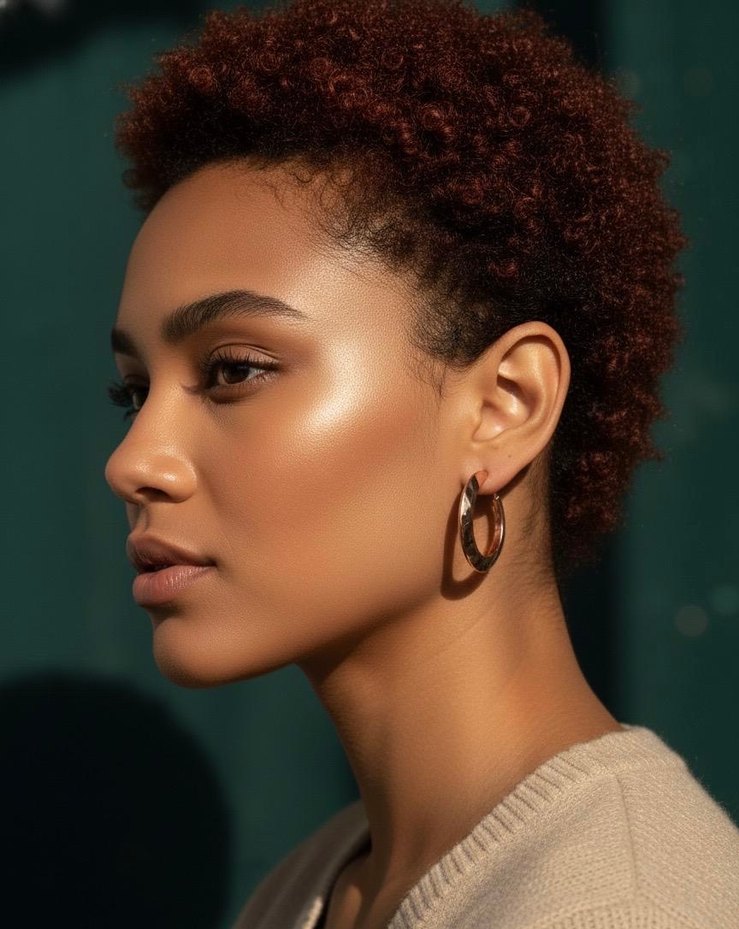 Bej Mini Parlak Halka Küpe - Görsel 2