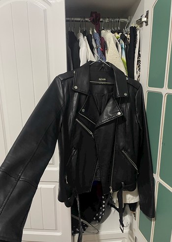 Siyah Deri Biker Ceket - Görsel 2