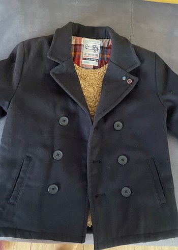 Düğmeli lacivert Erkek Çocuk Yün Kaban - Görsel 2