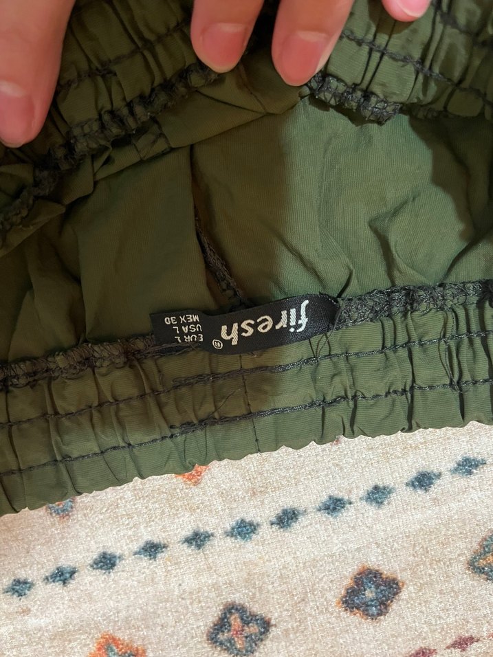 Kadın Haki Bol Kesim Fermuarlı Kumaş Pantolon - Görsel 5