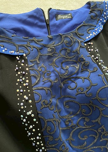 Uzun Lacivert Drapeli Abiye - Görsel 5