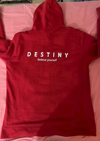 Kırmızı Kapüşonlu Baskılı Kadın Sweatshirt - Görsel 2