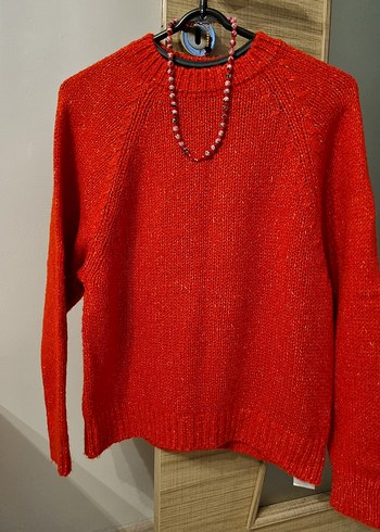 Kırmızı Triko Kadın Kazak - Görsel 2