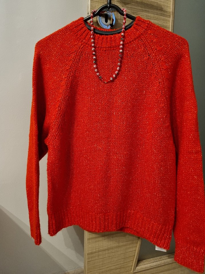 Kırmızı Triko Kadın Kazak - Görsel 2