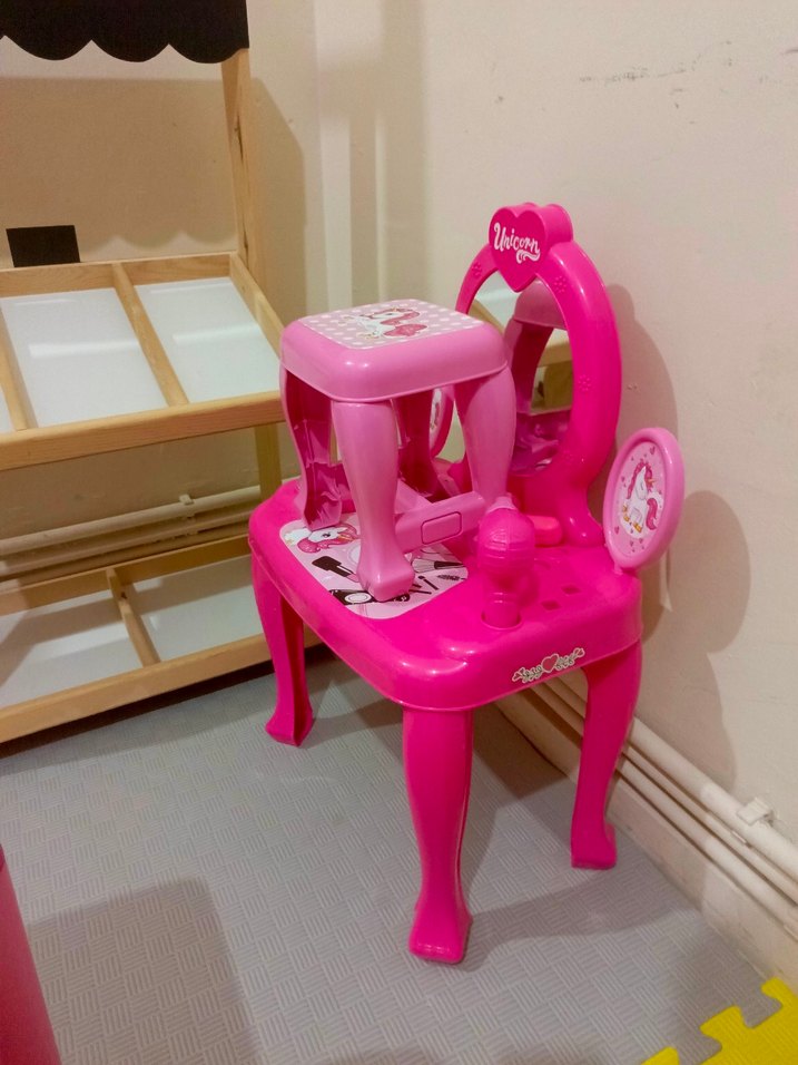 Pembe Çocuk Makyaj Masası Unicorn Temalı - Görsel 4