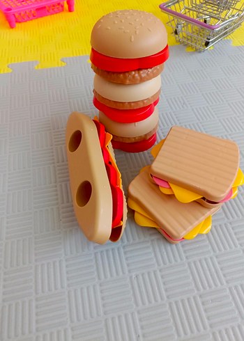 Renkli Plastik Oyuncak Sandviç hamburger Seti - Görsel 2