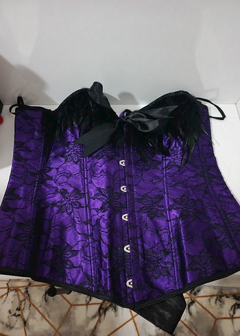 Mor Dantel Desenli Gotik Straplez Büstiyer - Görsel 8