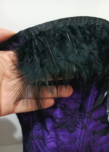 Mor Dantel Desenli Gotik Straplez Büstiyer - Görsel 11