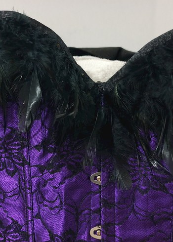 Mor Dantel Desenli Gotik Straplez Büstiyer - Görsel 10