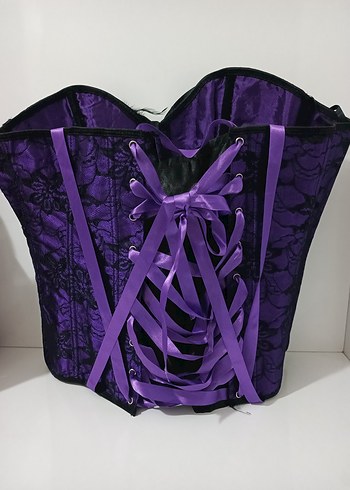 Mor Dantel Desenli Gotik Straplez Büstiyer - Görsel 6