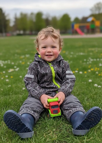 Kızak Desenli Gri Bebek Kâr Tulumu İçi Komple Polarlı Sıfır - Görsel 3