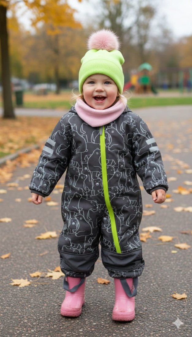 Kızak Desenli Gri Bebek Kâr Tulumu İçi Komple Polarlı Sıfır - Görsel 2