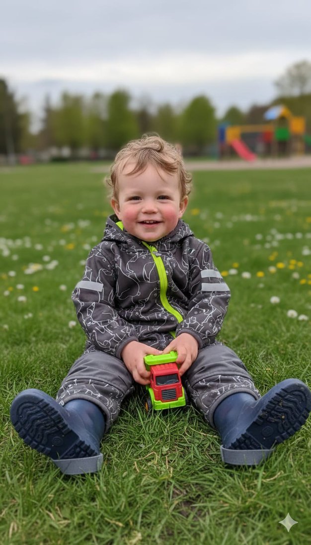 Kızak Desenli Gri Bebek Kâr Tulumu İçi Komple Polarlı Sıfır - Görsel 3