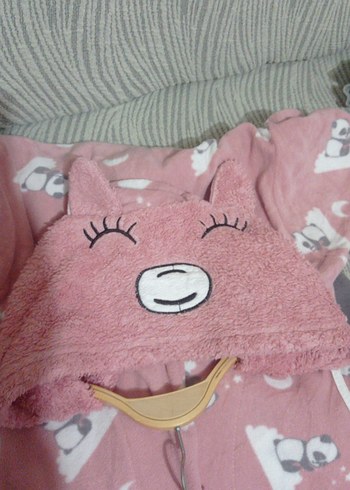 Kadın Pembe Sıcak Tüylü Tulum - Görsel 5