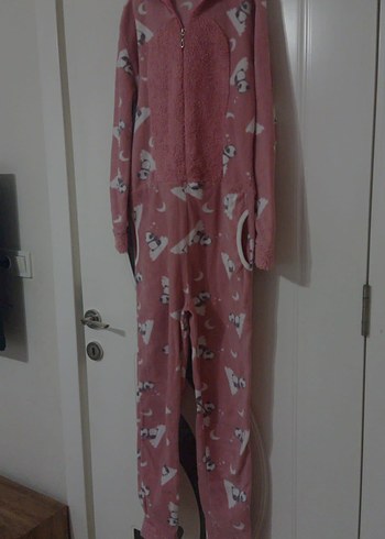 Kadın Pembe Sıcak Tüylü Tulum - Görsel 3