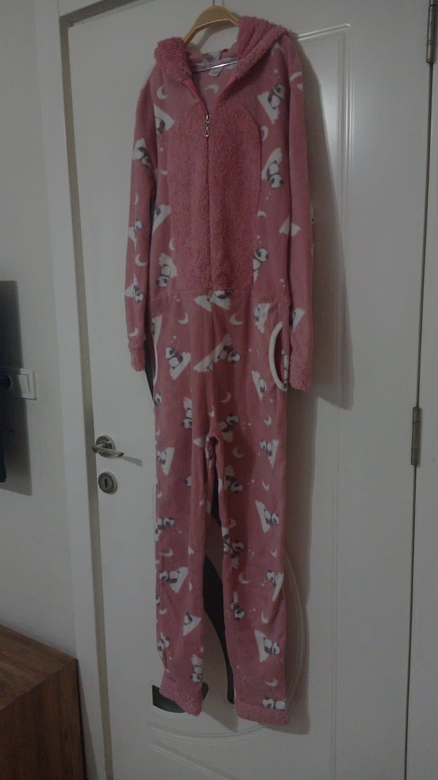 Kadın Pembe Sıcak Tüylü Tulum - Görsel 3