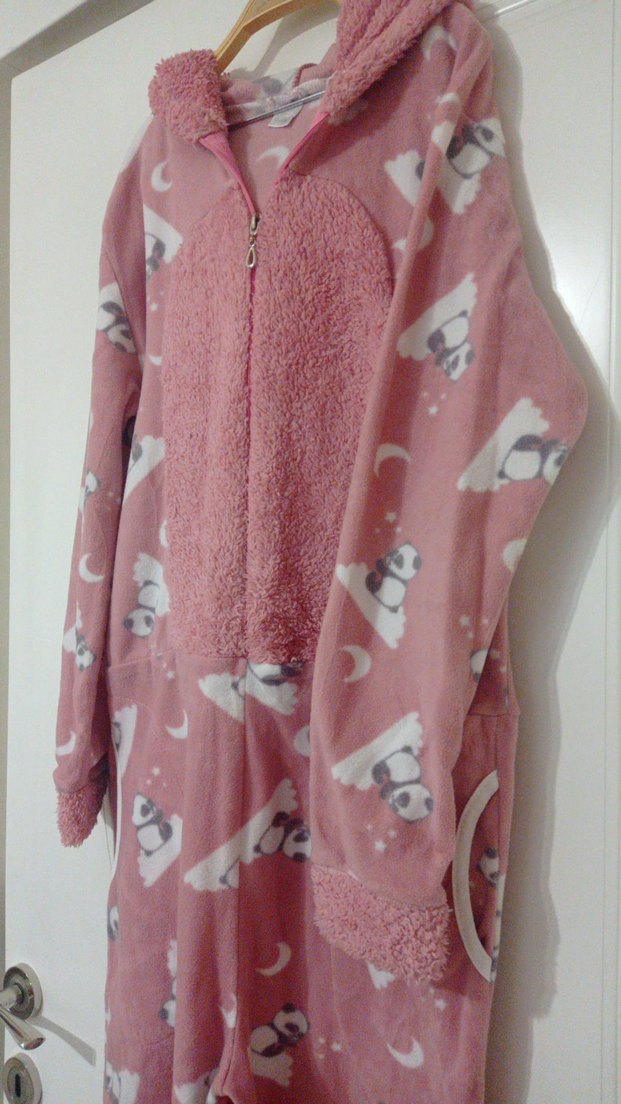 Kadın Pembe Sıcak Tüylü Tulum - Görsel 2