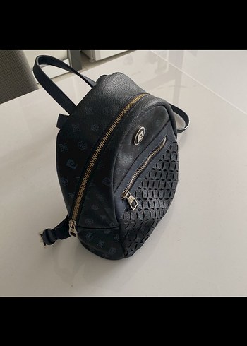 Pierre Cardin Kadın Mavi Baskılı Deri Sırt Çantası