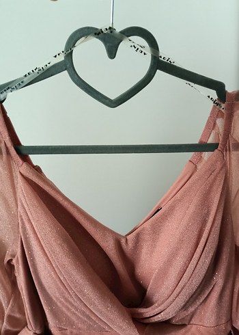 Pudra Pembe Midi Abiye Elbise - Görsel 5