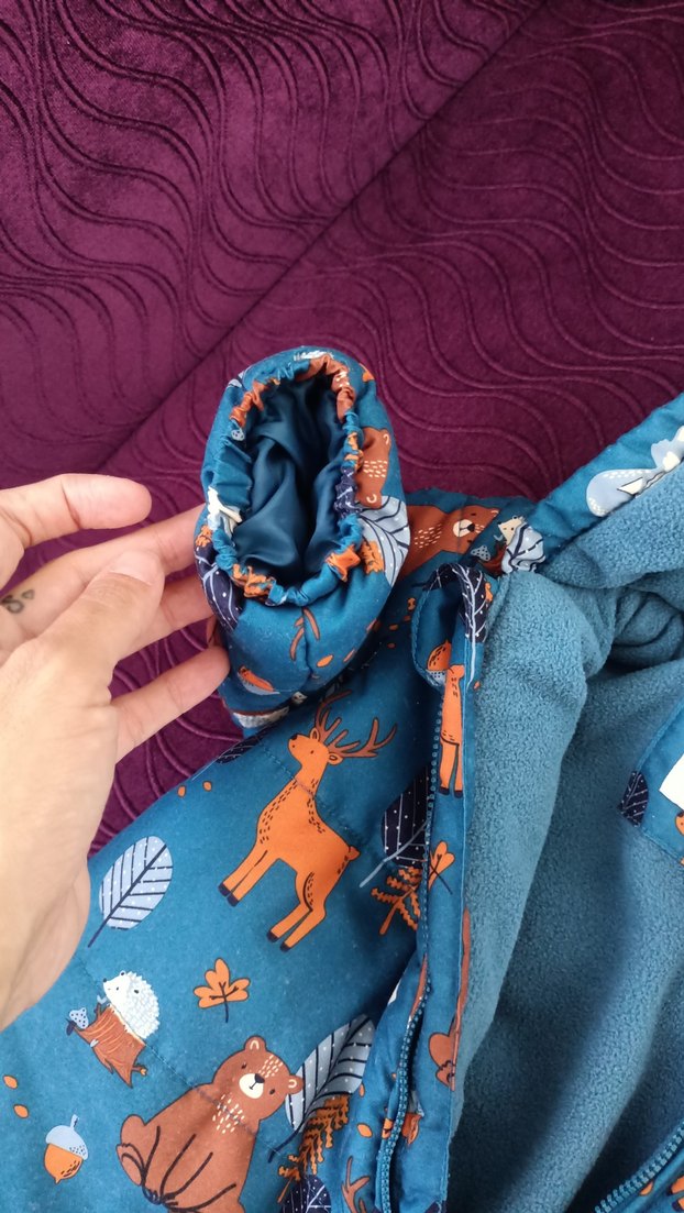 Kürklü Kapüşonlu Mavi Erkek Bebek Tulum - Görsel 3