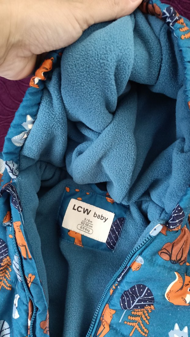 Kürklü Kapüşonlu Mavi Erkek Bebek Tulum - Görsel 2