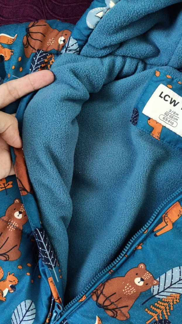 Kürklü Kapüşonlu Mavi Erkek Bebek Tulum - Görsel 4