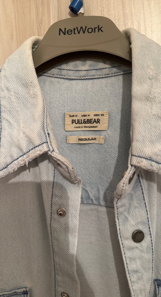 Gri Beyaz Denim Erkek Gömlek Uzun Kollu - Görsel 2