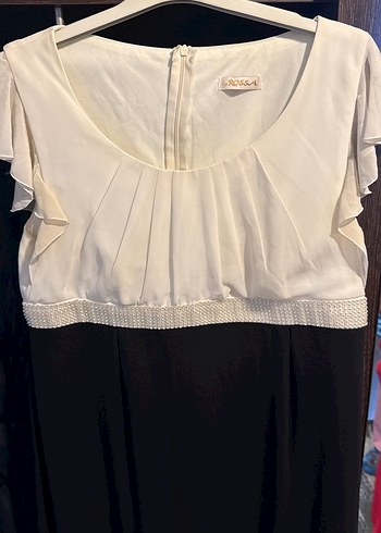 Kadın Siyah Beyaz Midi Elbise - Görsel 2