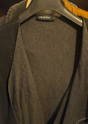 Gri Midi Rahat Kesim Kadın Keten Kaban - Görsel 2